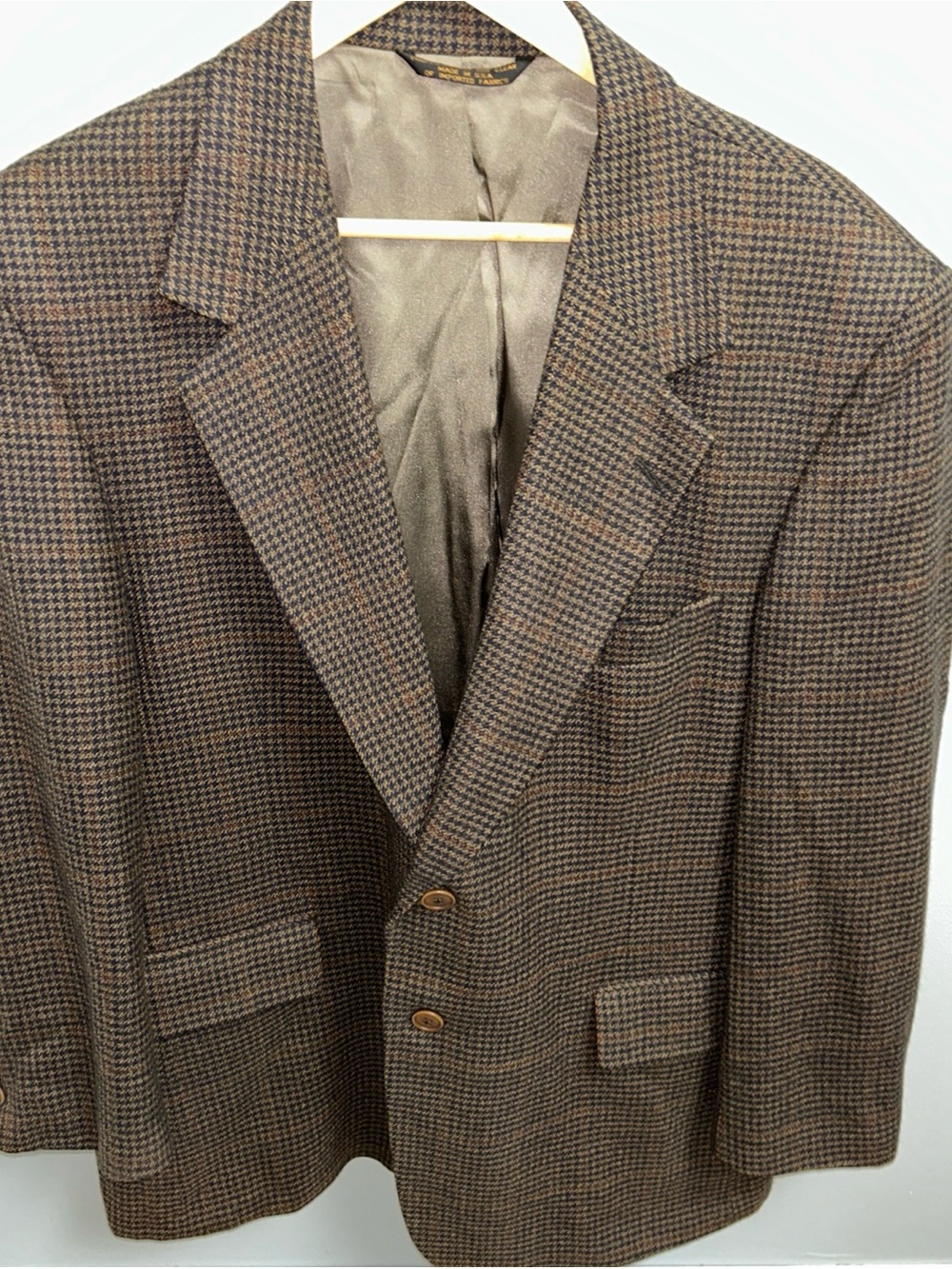 VTG Kingsridge Imperial Sport Coat Blazer Brown Houndstooth Plaid USA Men’s 44S - Picture 7 of 13
